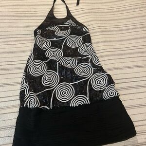 Cache Black and White Backless Dress